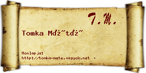 Tomka Máté névjegykártya