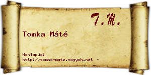 Tomka Máté névjegykártya